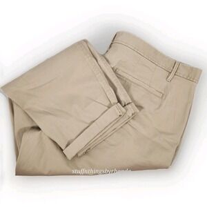 NWOT Talbots Cropped Ankle Pants‎ Size 18 Girlfriend Chino Khaki Cotton